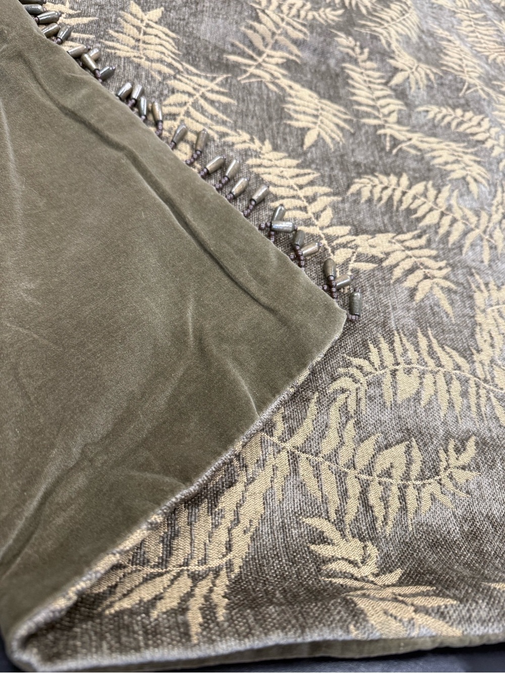 Vintage Brentwood Originals Jacquard Fern Throw Blanket 60x41 Sage Green Velvet - Picture 9 of 15